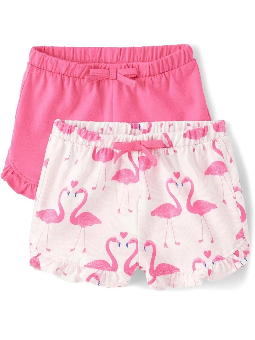 The Children's Place Pink & White Flamingo Cotton Shorts 2-Pack